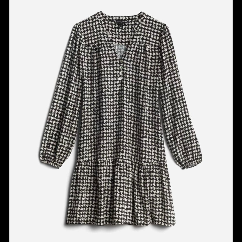 NWT | FREE Shipping | Tribal Femme Isa Ruffle Hem Dress | Size S | Houndstooth